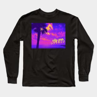 Retro City Pop Vaporwave Japanese Beach Long Sleeve T-Shirt